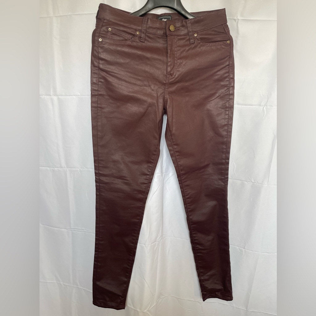 Gap Womens Faux Leather Pants  Size 8 In Dark Burgundy Vam Red